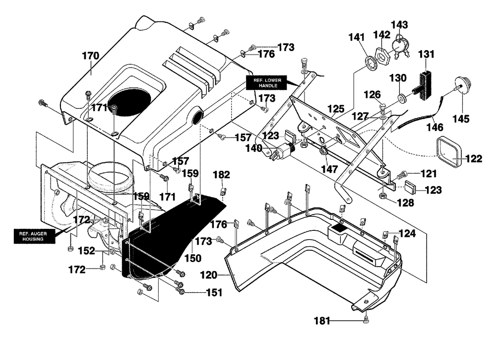 Top Cover Assembly Diagram and Parts List for 621451X31C 2001 Briggs and Stratton Snow Blower